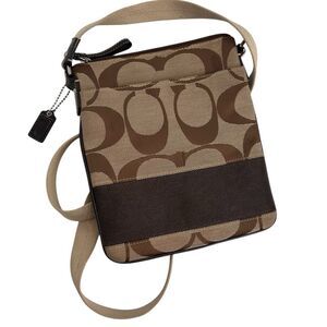 Coach signature stripe Brown and Tan crossbody small Bag